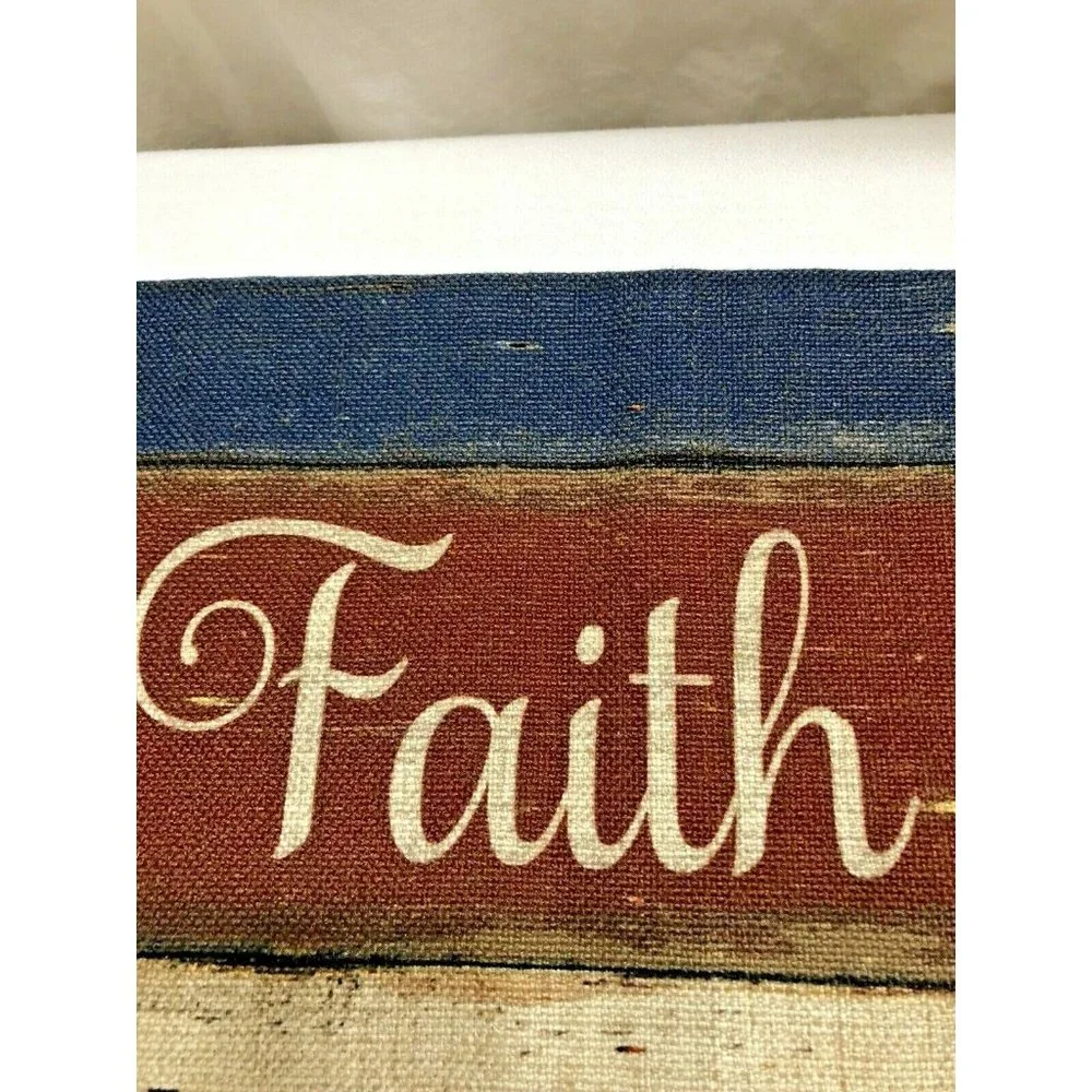 Faith Family Freedom Patriotic Pillow Cover 17X17 Red White Blue Decor‎ Rustic